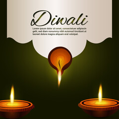 Fototapeta premium Happy diwali celebration indian festival greeting card