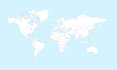 Fototapeta na wymiar World map with countries borders outline.