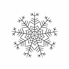 Snowflake winter of black isolated silhouette on white background.Christmas and winter theme.Vector illustration.