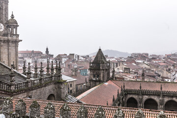 Fototapeta premium Visit the roof of the cathedral of Santiago de Compostela from you can see the whole city