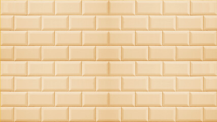 Beige cream colored brick tiles tilework glazed ceramic wall or floor texture wide background...
