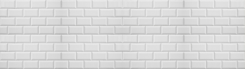 White light brick tiles tilework glazed ceramic wall or floor texture wide background banner panorama pattern