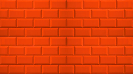 Abstract orange colored colorful brick tiles tilework glazed ceramic wall or floor texture wide background pattern