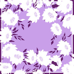 Fototapeta na wymiar Print for kerchief, bandana, scarf, handkerchief, shawl, neck scarf. Squared pattern with ornament for fabric, textile, silk products. Paisley vector with flowers in nordic style.Floral folk tracery