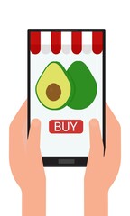 Order avocado through the app on your phone. Buying products online.