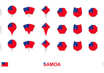 Collection of the Samoa flag in different shapes and with three different effects.