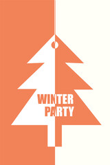 Christmas tree toy on the tree. Winter time print template, background pattern on the theme of winter for flyers, cards, brochures, posters. background for your social networks. Flat vector design