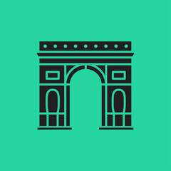 Triumphal Arch icon. Classic or baroque architecture. Historical tourism in France, Paris.