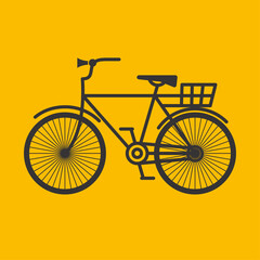Bicycle icon. Vintage bike with basket. Retro bike emblem.