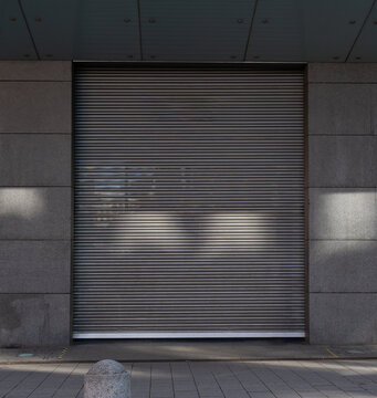 Closed Shop Roller, Photo Of Overhead Door In The Urban City.