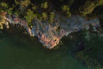 Top view aerial photo of an amazingly beautiful sea landscape. Landscape on on the Baltic coast