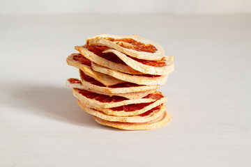 Stack of dried grapefruit slices