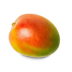 A bright and ripe orange-green mango. Appetizing tropical fruit. Tropical delight