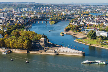 Das Deutsche Eck in Koblenz im Herbst 2021
