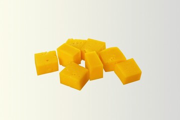 falling cheese chunks on a white background