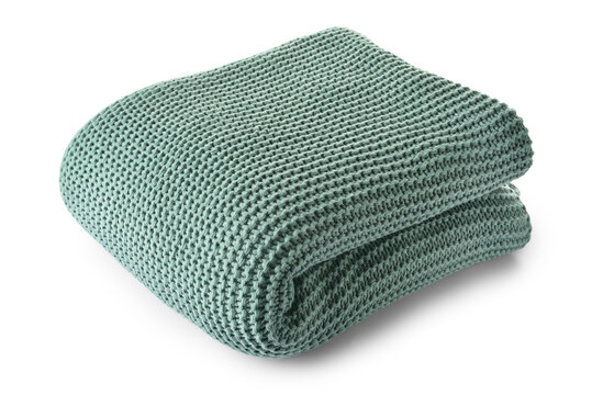 Soft Knitted Blanket On White Background