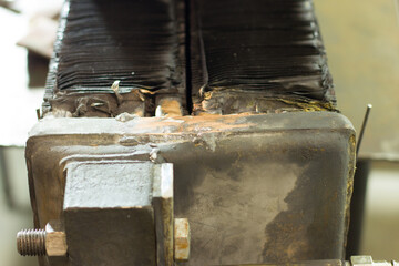 repair of the radiator section of the locomotive