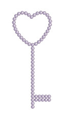 Watercolor Provence Key. Isolated on white background. Hand drawn illustration. For valentine or birthday cards, linen, textile, save the date, greetings design, wedding design. Logo.