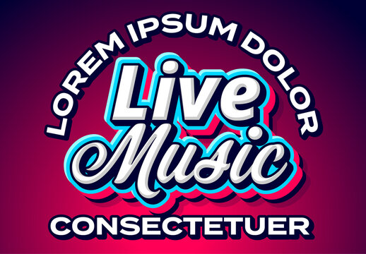 Live Music 3D Bold Stylized Text Effect