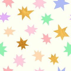 Obraz premium Starry night. Vector seamless background with stars. Pastel colors backdrop.