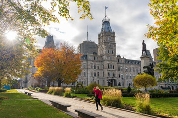 Fototapeta premium Quebec City, Canada - October 20 2021 : Parliament Building of Quebec in autumn.
