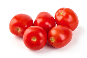 Plum tomatoes, Roma tomatoes, isolated on white background.