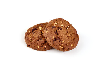 Fototapeta na wymiar Chocolate chip cookies, isolated on white background.
