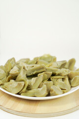 delicious plate of Artichokes with white background for vegan diet 