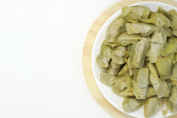 delicious plate of Artichokes with white background for vegan diet 