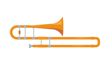 Golden Trombone. Wind classical musical instrument icon.