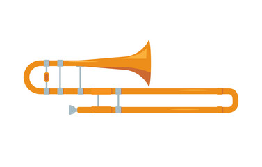Fototapeta premium Golden Trombone. Wind classical musical instrument icon.