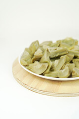 delicious plate of Artichokes with white background for vegan diet 