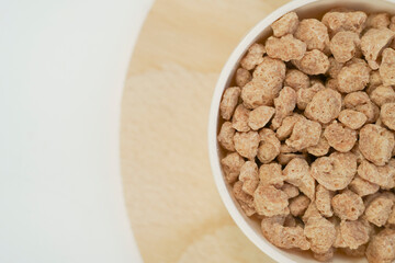 Closeup of textured soy protein. Textured vegetable protein.
Soy meat for a vegan diet