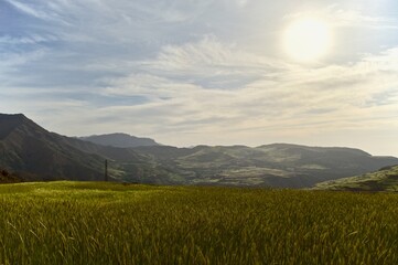 Fototapeta premium landscape with mountains and clouds and sky