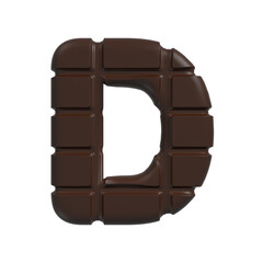 chocolate letter D - Capital 3d cacao font - suitable for sweets, dessert or addiction related subjects