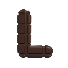 chocolate letter L - Capital 3d cacao font - suitable for sweets, dessert or addiction related subjects