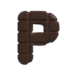chocolate letter P - Upper-case 3d cacao font - suitable for sweets, dessert or addiction related subjects