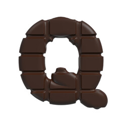 chocolate letter Q - Upper-case 3d cacao font - suitable for sweets, dessert or addiction related subjects