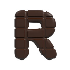 chocolate letter R - Uppercase 3d cacao font - suitable for sweets, dessert or addiction related subjects