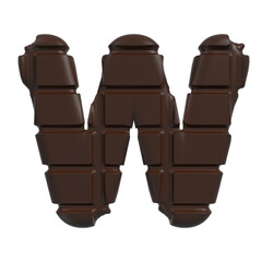 chocolate letter W - Capital 3d cacao font - suitable for sweets, dessert or addiction related subjects