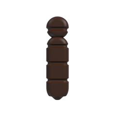 chocolate letter I - Small 3d cacao font - Suitable for sweets, dessert or addiction related subjects
