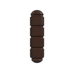 chocolate letter L - Lowercase 3d cacao font - Suitable for sweets, dessert or addiction related subjects
