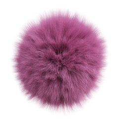fluffy ball, furry pink sphere isolated on white background