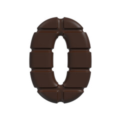 chocolate number 0 -  3d cacao digit - Suitable for sweets, dessert or addiction related subjects