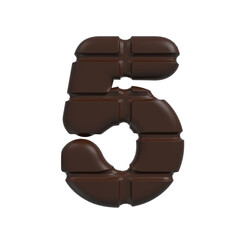 chocolate number 5 -  3d cacao digit - Suitable for sweets, dessert or addiction related subjects