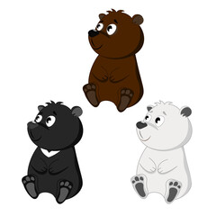Obraz na płótnie Canvas A set of cute cubs: polar bear, brown bear, grizzly
