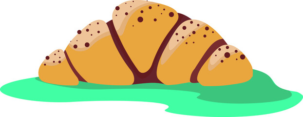 food, illustration, cartoon, vector, isolated, cheese, meal, cute, yellow, dessert, chocolate, cake, slice, white, cruassan, breakfast, icon