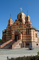 Fototapeta na wymiar Exterior of orthodox church in Dnepr town in Ukraine.