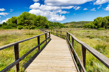 Fototapeta premium Runway in the Natural Park of S´Albufera des Grau, Menorca, Balearic islands, spain