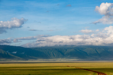The Walls of the Crater on a Cloudy Morning, Ngorongoro Crater, National Park, Tanzania, Africa